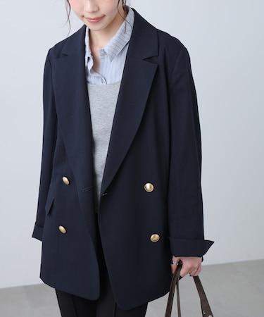 麻調合繊ダブルブレストジャケット