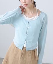 レイヤード風リブリボンカットソー