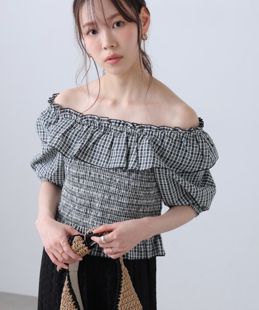 2wayオフショルペプラムブラウス