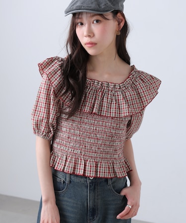 2wayオフショルペプラムブラウス