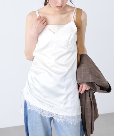 〈ＭＦＭ〉レースサテンドロストキャミソール