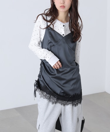 〈ＭＦＭ〉レースサテンドロストキャミソール