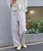 ワンタックワイドパンツ[切らずに履ける身長別サイズ/低身長/高身長/5サイズ5色/洗える/防シワ