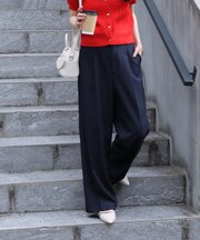 ワンタックワイドパンツ[切らずに履ける身長別サイズ/低身長/高身長/5サイズ5色/洗える/防シワ