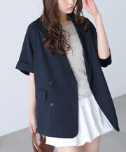 麻調合繊ハーフスリーブジャケット