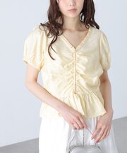 ペプラムギャザーブラウス