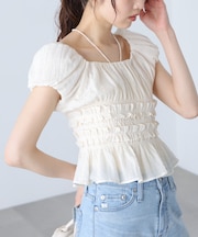 シャーリングフレンチブラウス