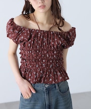 シャーリングフレンチブラウス