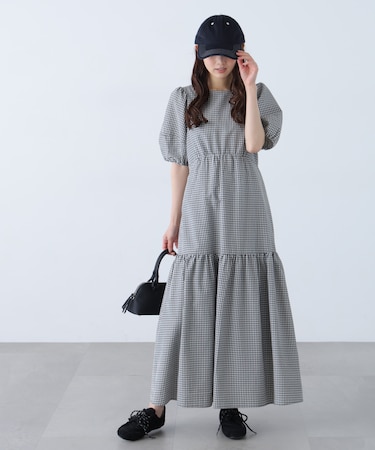 ランタンスリーブバックリボンワンピース