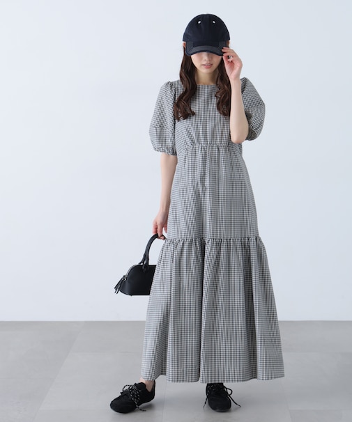 ランタンスリーブバックリボンワンピース