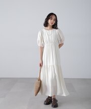 ランタンスリーブバックリボンワンピース