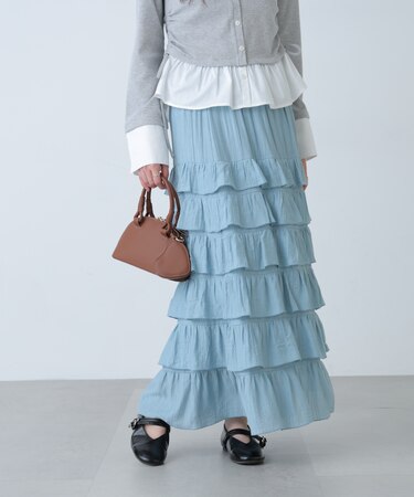 フリルティアードナロースカート