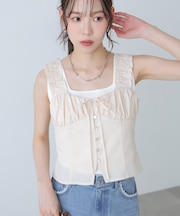 フロントボタンストライプブラウス