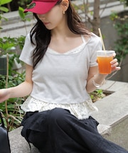 レイヤード風ドットカットソー