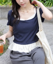 レイヤード風ドットカットソー