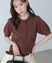 フロントポケット半袖カーディガン