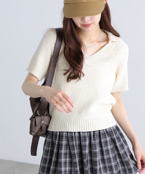 テープヤーン半袖ニット