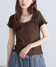 レースコンパクトカットソー