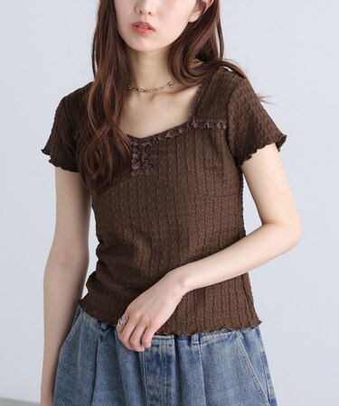 レースコンパクトカットソー