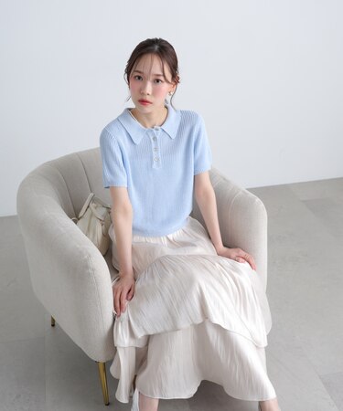 〈MFM〉金ボタンクロップドポロニット