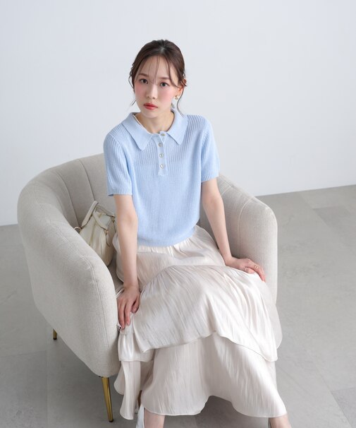 〈MFM〉金ボタンクロップドポロニット