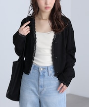 〈MFM〉レーストリムカーディガン