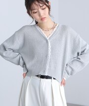 〈MFM〉レーストリムカーディガン