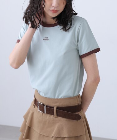 ロゴ刺繍リンガーTシャツ
