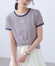 ロゴ刺繍リンガーTシャツ