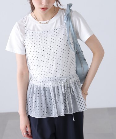 2WAYシアードットホルターキャミ×半袖カットソーセット