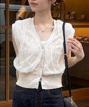 前後2wayチュールレイヤードノースリーブニット