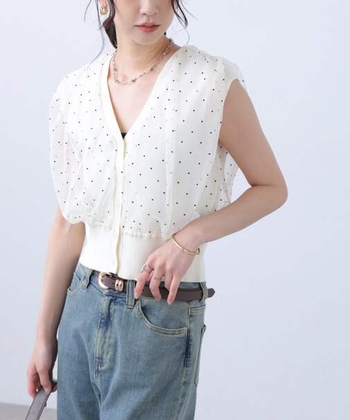 前後2wayチュールレイヤードノースリーブニット