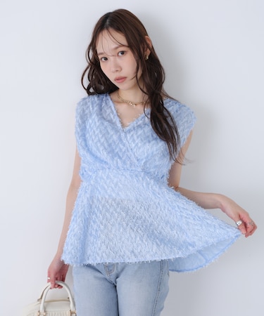 ＜MFM＞カットジャガードカシュクールブラウス