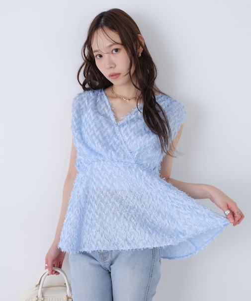 ＜MFM＞カットジャガードカシュクールブラウス