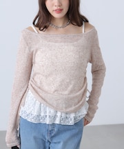 メランジドロストレースティアードキャミセット