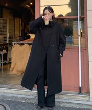 [低身長サイズ／Sシリーズ]スタンドカラーメルトンロングコート