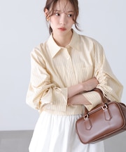 袖シャーリングオーバーシャツ