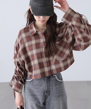 袖シャーリングオーバーシャツ