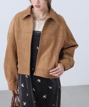 合皮ジップアップブルゾン