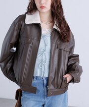 内ボアショート丈レザージャケット