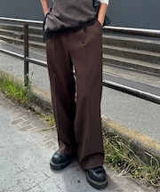 ウール調ワンタックワイドパンツ