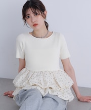 〈ＭＦＭ〉ドットバルーンペプラムニット