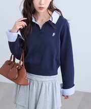 衿付きレイヤード風ポロニット