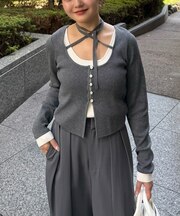 Ⅱキャミレイヤードクルーネックニット