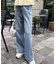 [低身長サイズ／Sシリーズ]ベーシックワイドサイドレースデニムパンツ