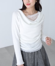 レースドッキングドレープニット