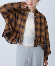〈MFM〉チェックペプラムシャツ