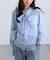 裾レースボウタイブラウス