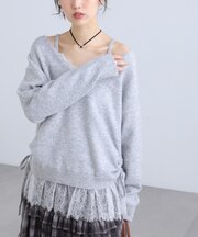 レースドッキングサイドドロストニット