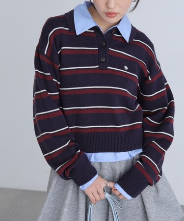 POLO BCS ボーダーポロニット